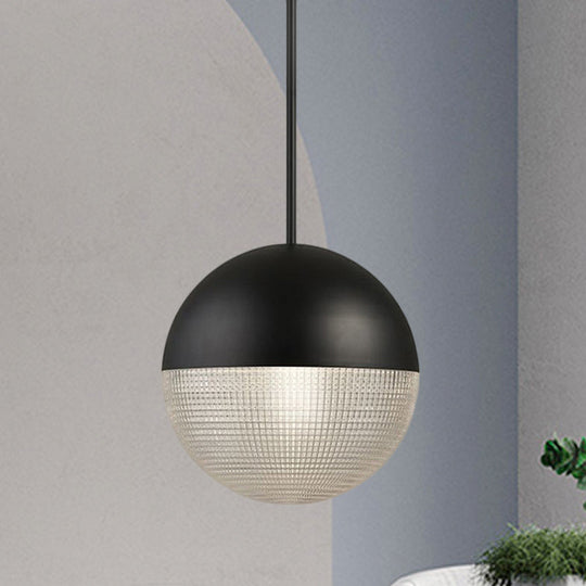 Contemporary Black/Gold Prismatic Glass Ball Pendant Light - Perfect For Bedroom Black