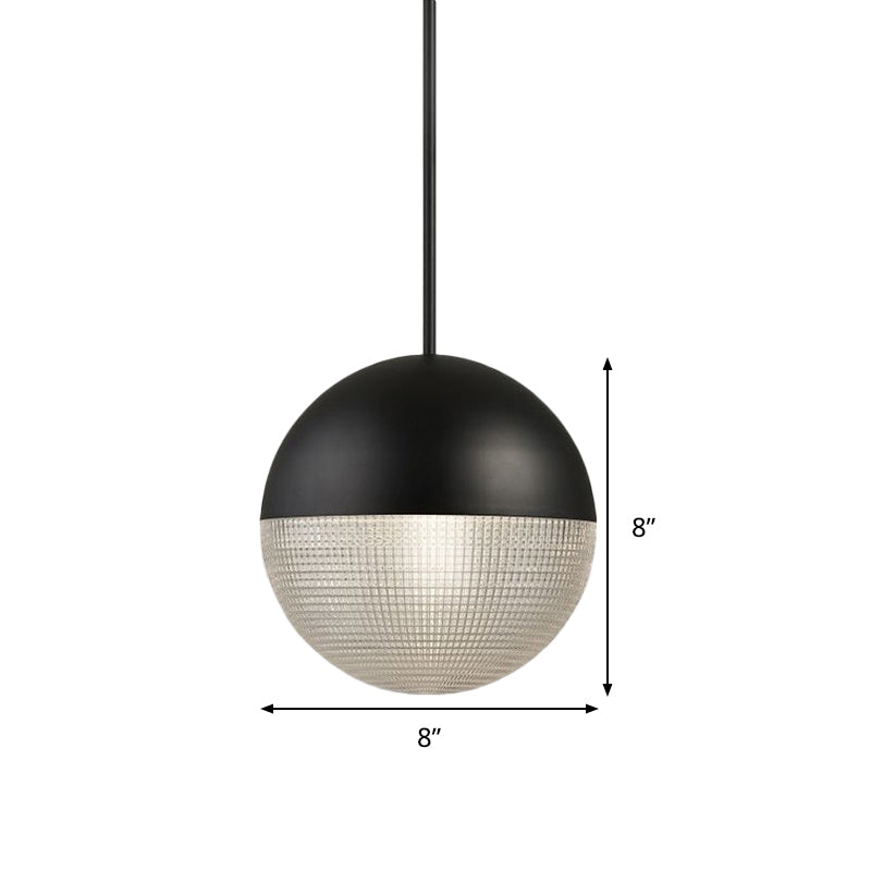 Contemporary Clear Prismatic Glass Ball Hanging Lamp - 1-Bulb Pendant Ceiling Light, Black/Gold - Bedroom Lighting
