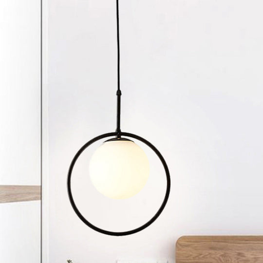 White Glass Modern Sphere Pendant Light - Perfect for Bedroom Ceiling