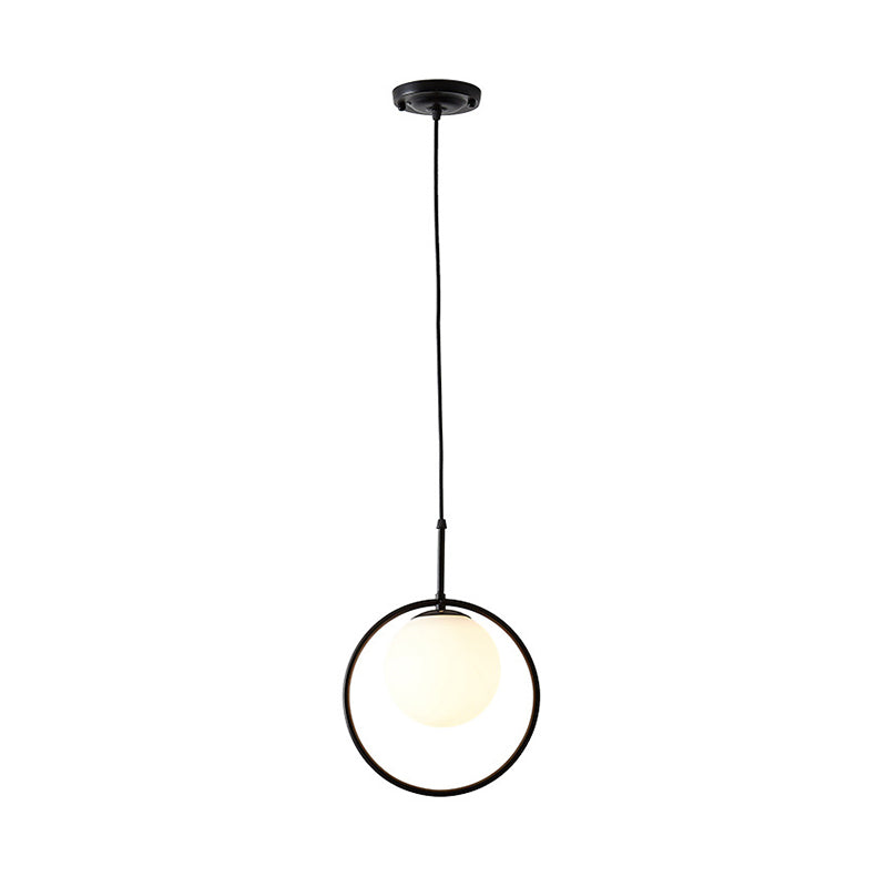 Contemporary Sphere Pendant Light - White Glass Ideal For Bedroom Ceilings