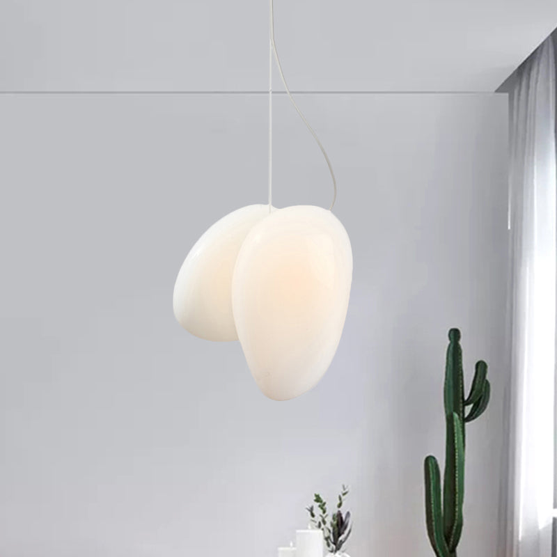 Contemporary White Glass Pendant Light for Dining Room Ceiling