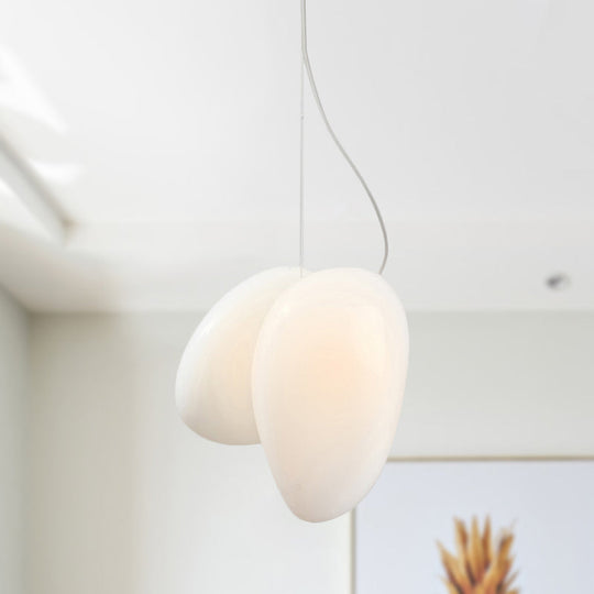 Contemporary White Glass Pendant Lamp - Hanging Ceiling Light For Dining Room