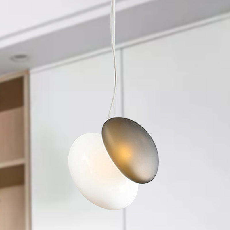 Contemporary White Glass Pendant Lamp - Hanging Ceiling Light For Dining Room / B