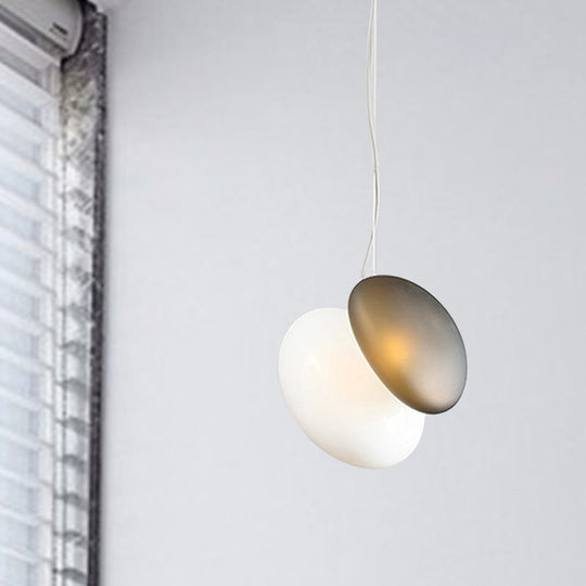 Contemporary White Glass Pendant Lamp - Hanging Ceiling Light For Dining Room