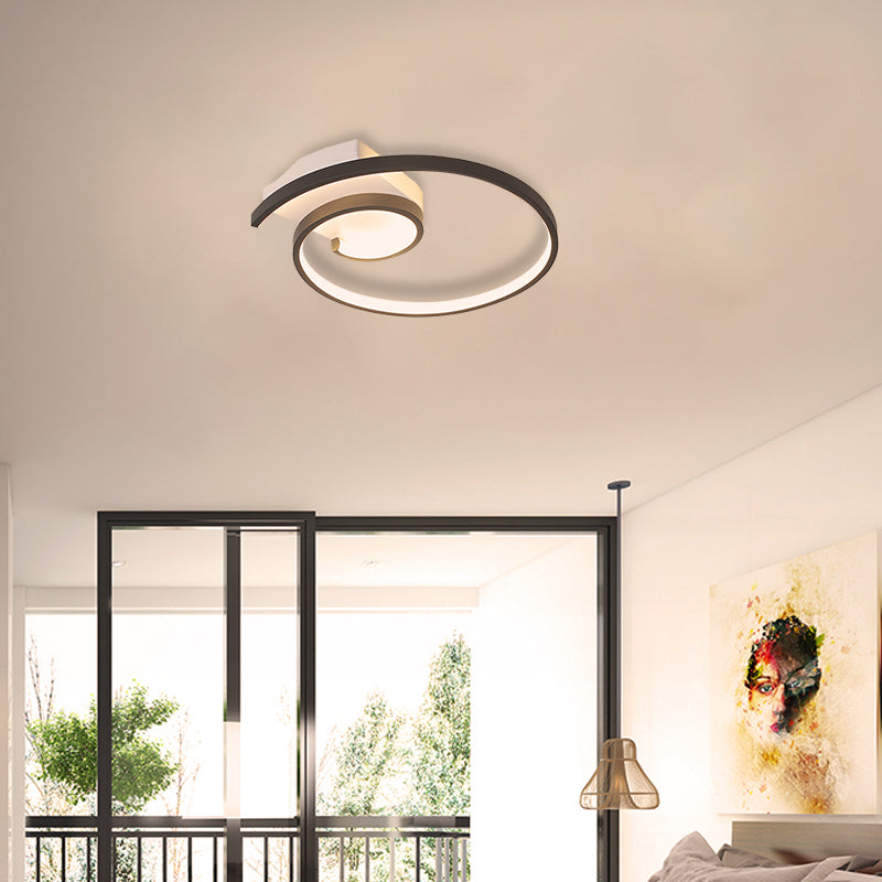 Modern Super Thin Curled Metal Flush Mount Light Led Ceiling Lamp (16.5/20.5) - Black/White