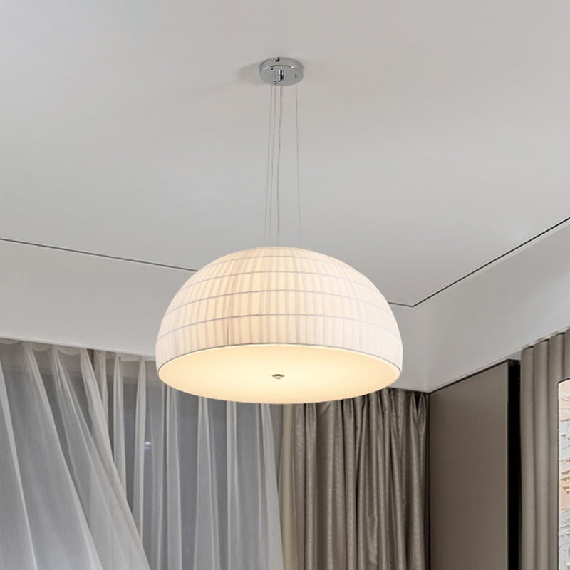Modern Fabric Dome Ceiling Light - White Chandelier with 4 Lights