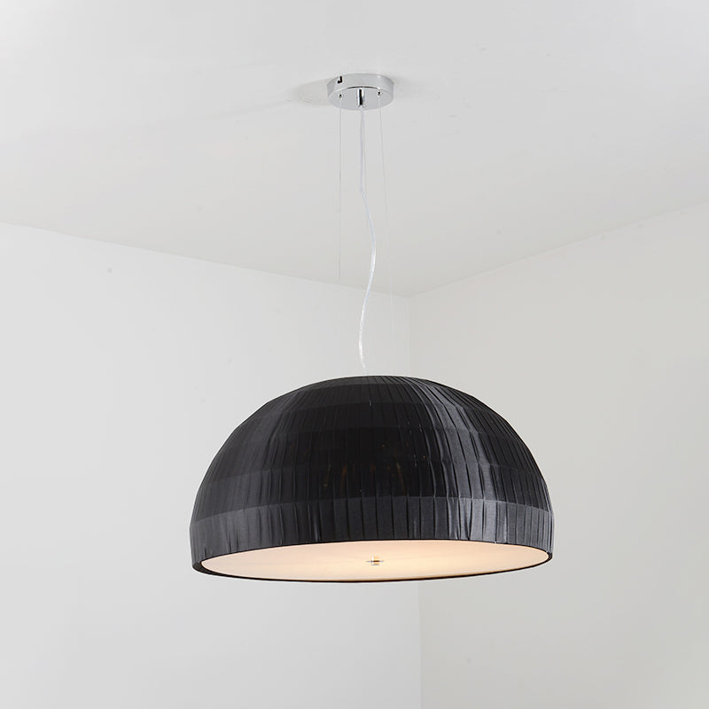 Simple Black Dome Pendant Chandelier with 4 Fabric Lights – Perfect for Bedroom