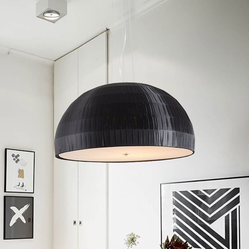 Minimalist Black Dome Pendant Chandelier - 4-Light Fabric Hanging Fixture For Bedroom