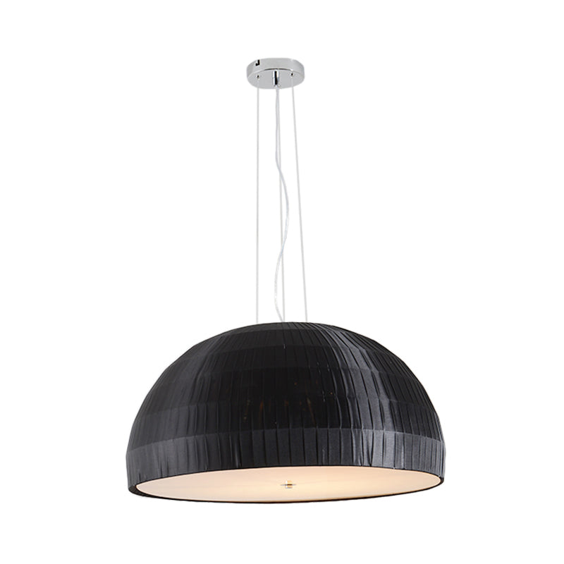 Simple Black Dome Pendant Chandelier with 4 Fabric Lights – Perfect for Bedroom