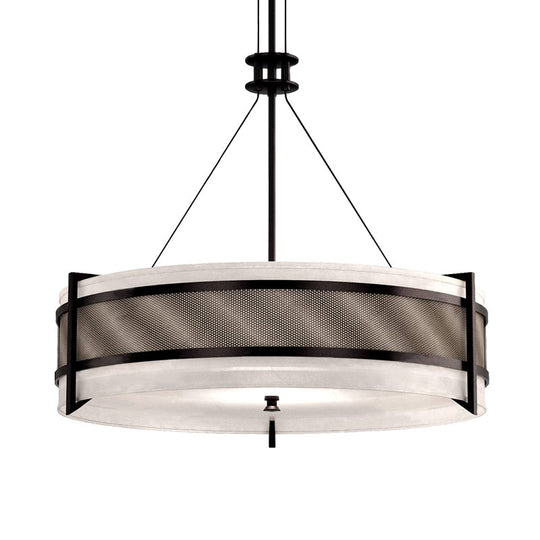 Modern Black Round Fabric Chandelier: LED Ceiling Light for Living Room