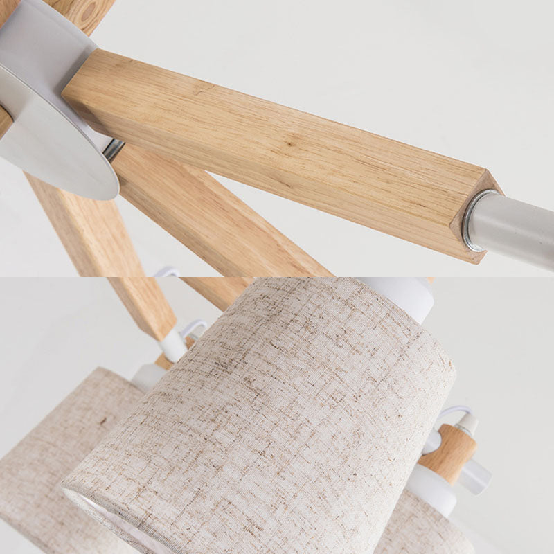 Contemporary Fabric Ceiling Pendant Light - 6 Heads Black/White Chandelier Fixture