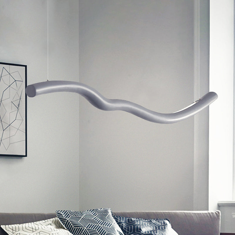 Modern Curved Led Bedroom Chandelier In Grey/White Simple & Sleek Metal Design Grey