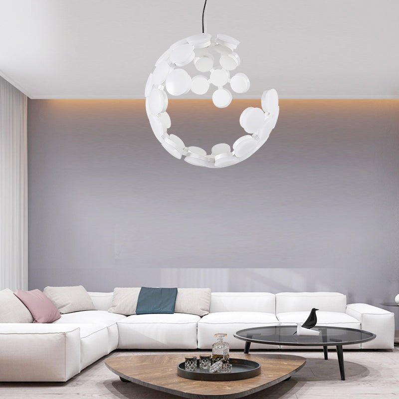 Contemporary White Acrylic LED Chandelier – Modern Hanging Ceiling Light