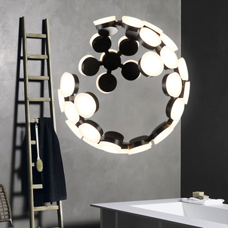 Modern Acrylic Black LED Globe Chandelier for Dining Room Lighting