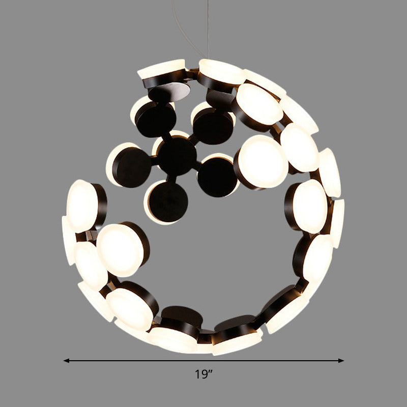 Modern Acrylic Black LED Globe Chandelier for Dining Room Lighting