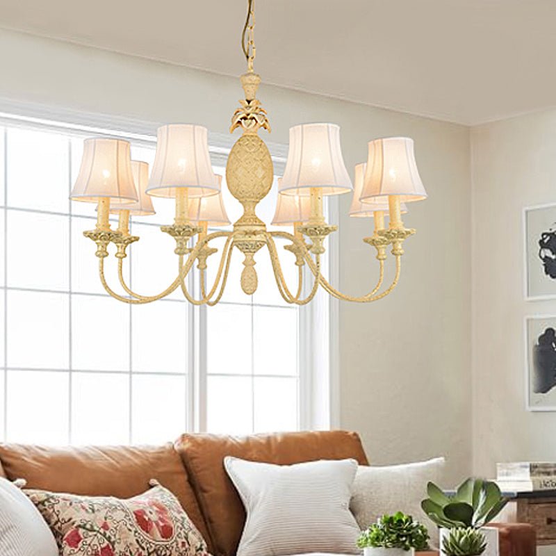 Simplistic Empire Shade Fabric Ceiling Light: Yellow Chandelier With 5/8 Hanging Lights - Elegant &