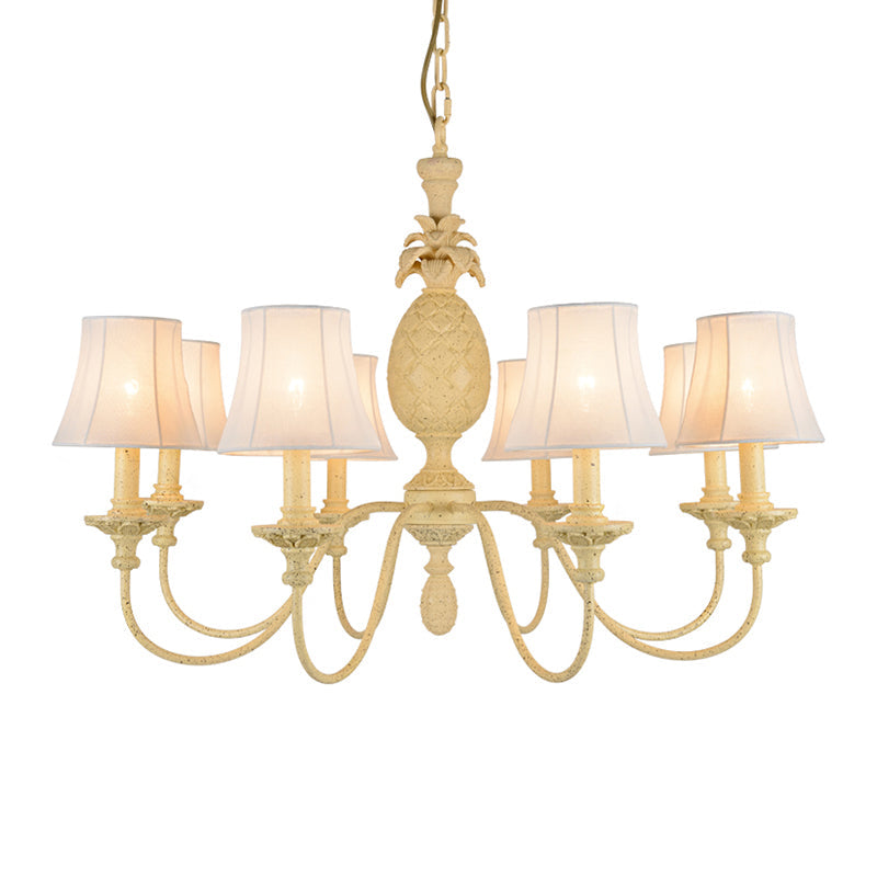 Simple Style Fabric Hanging Ceiling Light, Yellow Chandelier Fixture - Empire Shade, 5/8 Lights