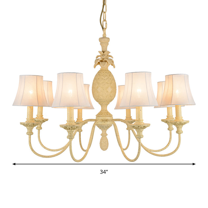 Simplistic Empire Shade Fabric Ceiling Light: Yellow Chandelier With 5/8 Hanging Lights - Elegant &