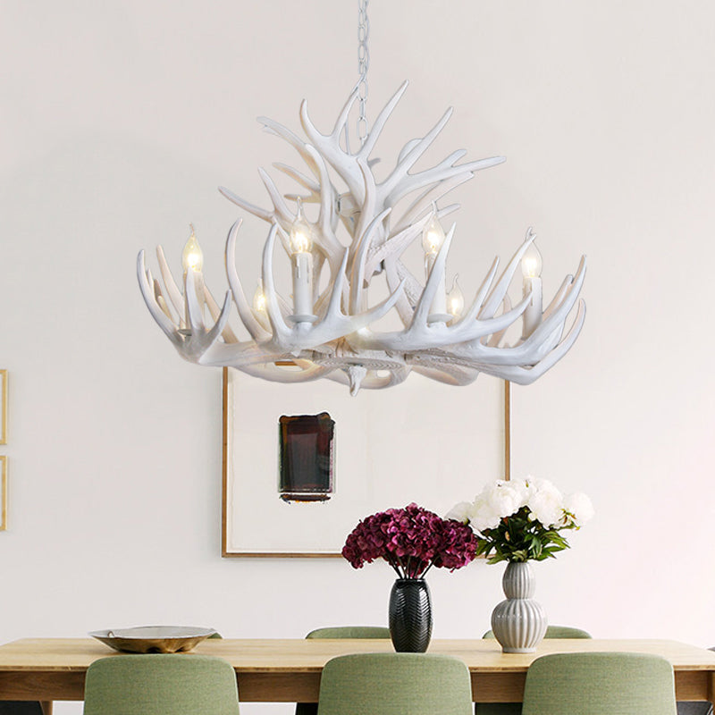 Rustic White Antler Chandelier - 21.5/25.5/27.5 Wide 9/12 Heads Ceiling Hang Fixture For Living Room