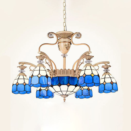 Dazzling Baroque Chandelier in Blue with Cut Glass Pendants - Available in 5, 9 or 11 Lights, 3 Sizes