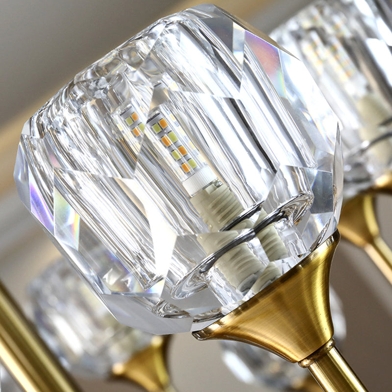 Modern Gold Sphere Crystal Pendant Chandelier 8 Heads Hanging Ceiling Light For Dining Room