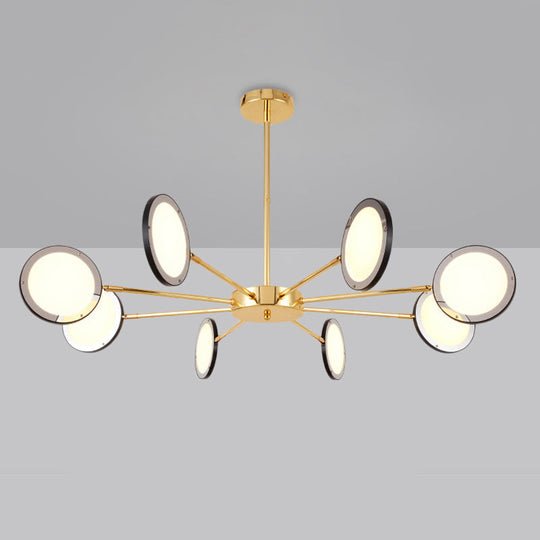 Sleek Gold Sputnik Starburst Chandelier - Modern 6/8 Lights Ceiling Light Fixture Warm/White Glow 8