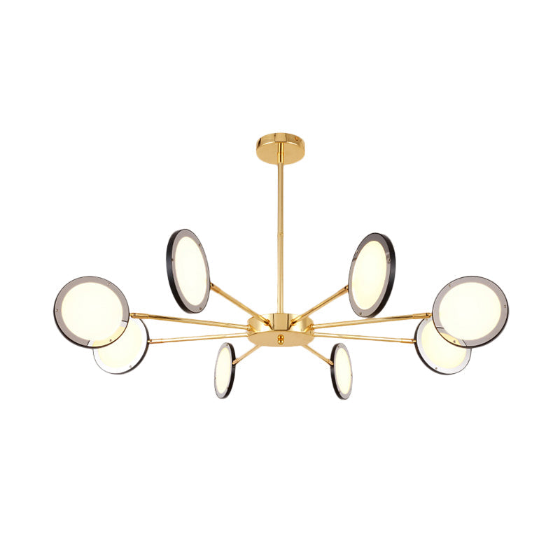 Sleek Gold Sputnik Starburst Chandelier - Modern 6/8 Lights Ceiling Light Fixture Warm/White Glow