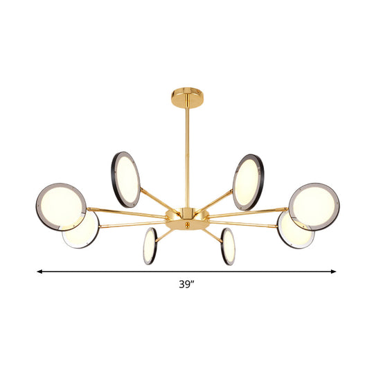 Modern Gold Sputnik Starburst Chandelier - 6/8 Light Hanging Ceiling Fixture with Warm/White Lighting