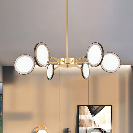 Sleek Gold Sputnik Starburst Chandelier - Modern 6/8 Lights Ceiling Light Fixture Warm/White Glow 6