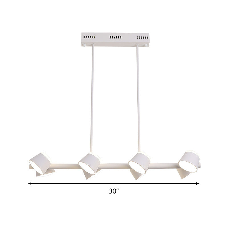 Sleek Metal Linear Pendant Light With 8 White Hanging Ceiling Lights
