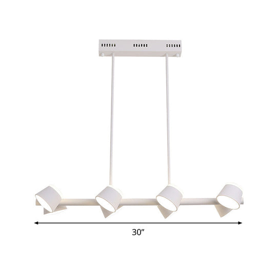 Sleek Metal Linear Pendant Light With 8 White Hanging Ceiling Lights