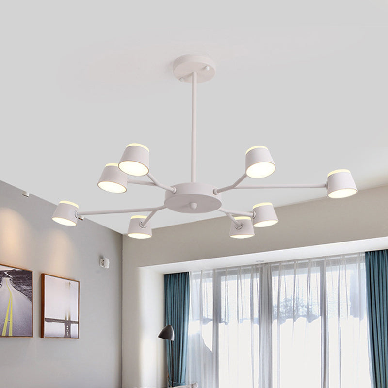 Modern Metal Chandelier Pendant Light - 8 Heads Sputnik Bedroom Hanging Fixture White