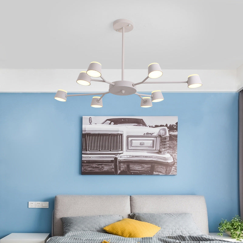 Sleek Sputnik Pendant Light Fixture - Modern Metal Chandelier with 8 Heads for Bedroom