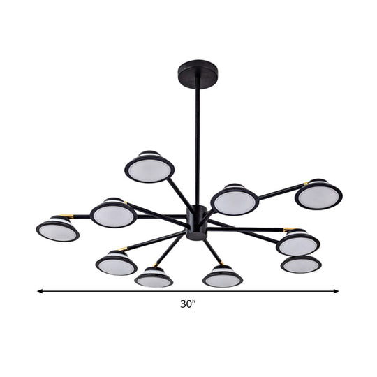 Contemporary Black Starburst Chandelier: Metal Pendant Light with 10 Heads - Ideal for Living Room