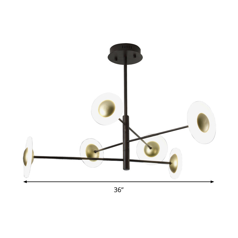 Modern 3-Tiered Black Bedroom Chandelier With 6 Lights - Metal Hanging Pendant Light Fixture