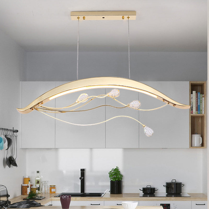 Simple Gold Arch Pendant Light For Dining Room With Led Suspension