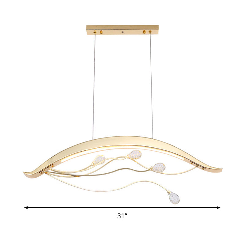 Simple Gold Arch Pendant Light For Dining Room With Led Suspension