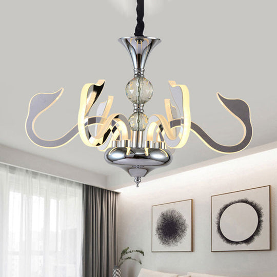 Silver LED Acrylic Gooseneck Pendant Chandelier: Contemporary Light Fixture