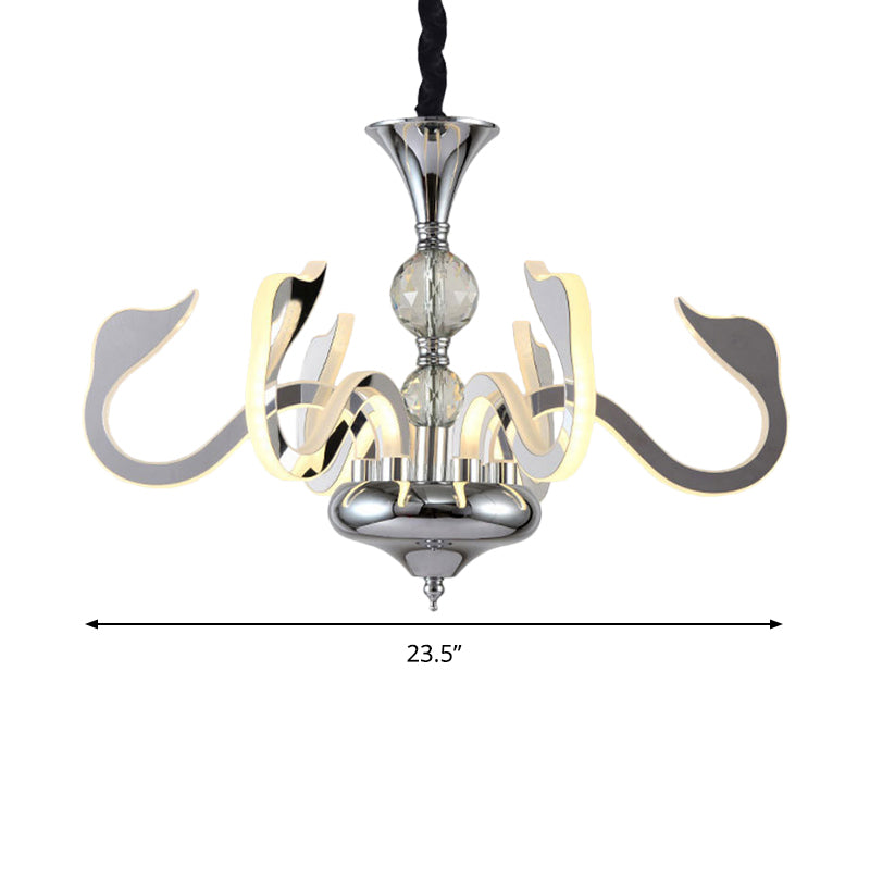 Silver LED Acrylic Gooseneck Pendant Chandelier: Contemporary Light Fixture
