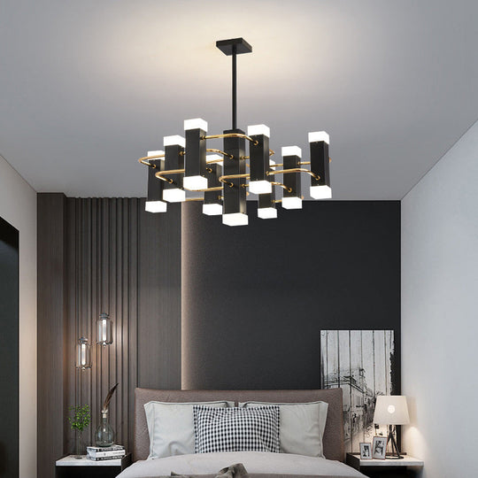 Modern 4/8 Head Black Sputnik Pendant Chandelier: Stylish Metal Suspension Light In 2 Color Options