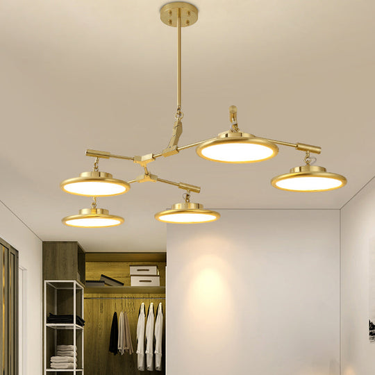 Modern Gold Branch Chandelier Light Fixture With 3/5 Pendant Lights In Warm/White 5 / White