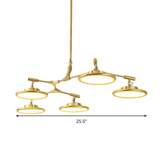 Gold Branch Chandelier Light Fixture - Modern Pendant Light Kit with 3/5 Heads in Warm/White Light
