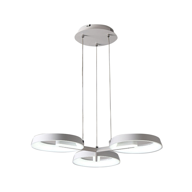 Circular Metal Hanging Light Pendant Chandelier - Simple Style White (3/6 Heads) Ideal For Dining