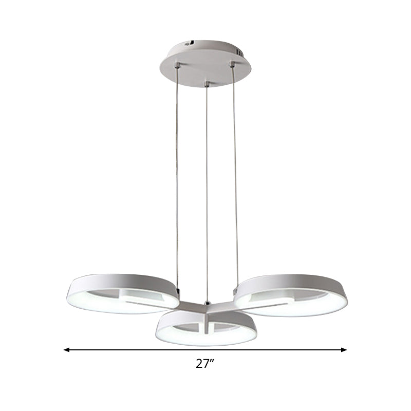 Circular Metal Hanging Light Pendant Chandelier - Simple Style White (3/6 Heads) Ideal For Dining