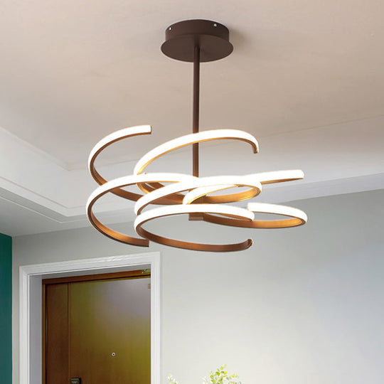 Coffee Twist Hanging Ceiling Light - Modern Metal Chandelier Lamp 19.5/24.5 Wide Led Warm/White