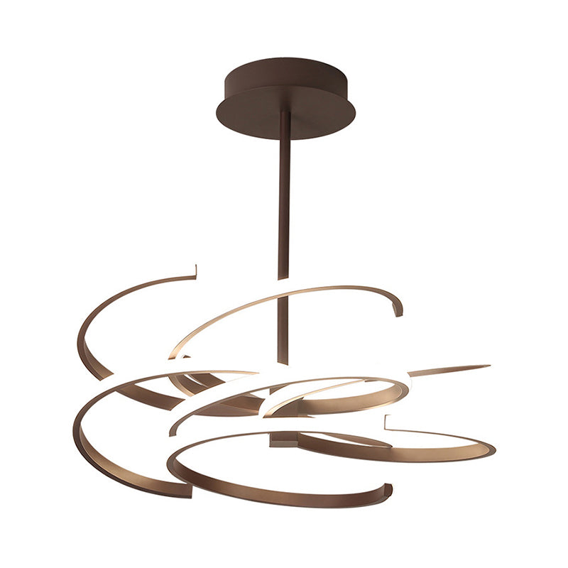 Coffee Twist Hanging Ceiling Light - Modern Metal Chandelier Lamp 19.5/24.5 Wide Led Warm/White