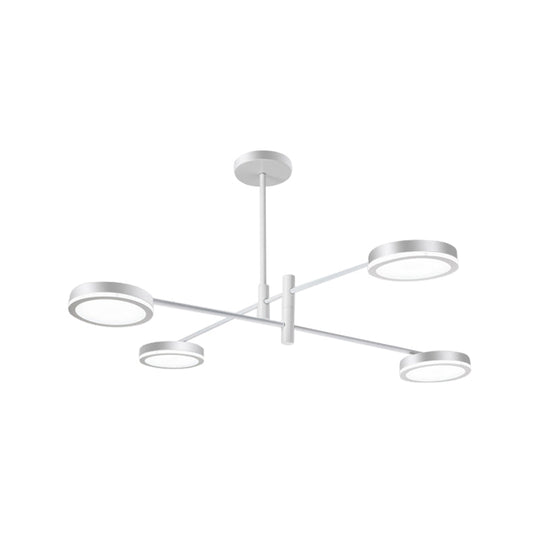 Modern Metal Starburst Chandelier - 4/6 Heads, White/Black Gold Finish, Warm/White Light