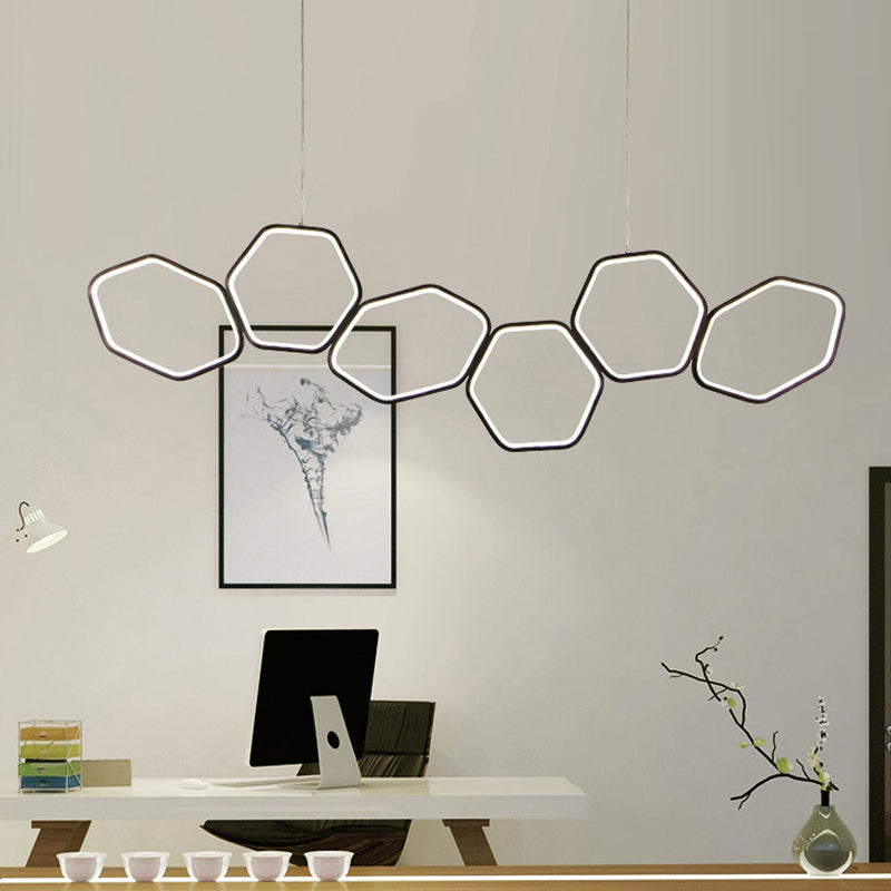Contemporary Metal Honeycomb Chandelier With 6 Warm/White Lights For A Stylish Ceiling