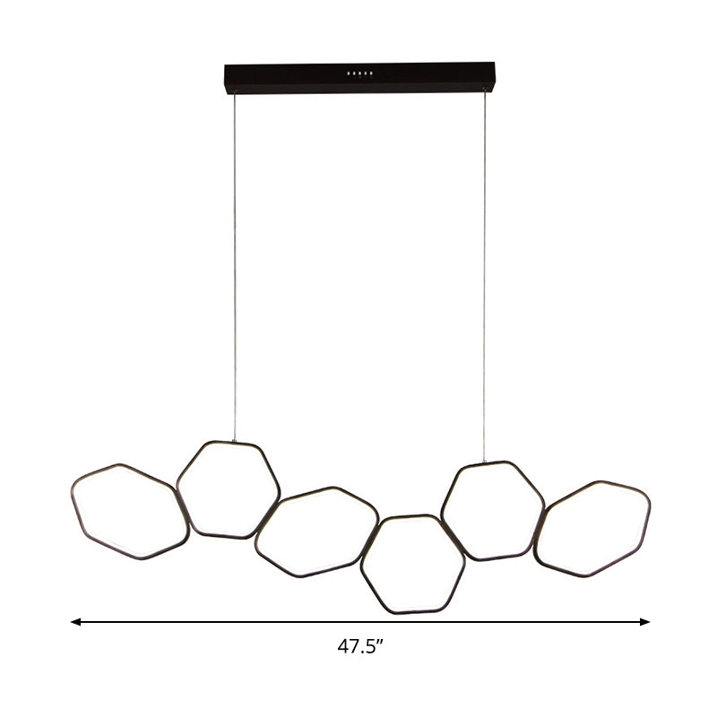 Contemporary Honeycomb Ceiling Chandelier - Metal 6-Light Coffee Suspension Light in Warm/White