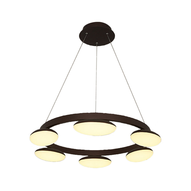 Contemporary Metal Coffee Pendant Chandelier | Circular Hanging Lamp Kit - 6/8 Heads | Ideal for Dining Room